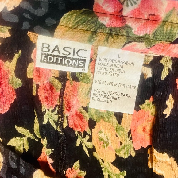 Vtg 90s L Maxi Broomstick Skirt Boho Gypsy Floral Drawstring Beads Flowy - Picture 4 of 4